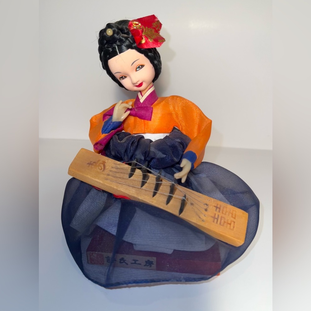 Korean traditional Handy craft hanbok Doll Playing Gayageum